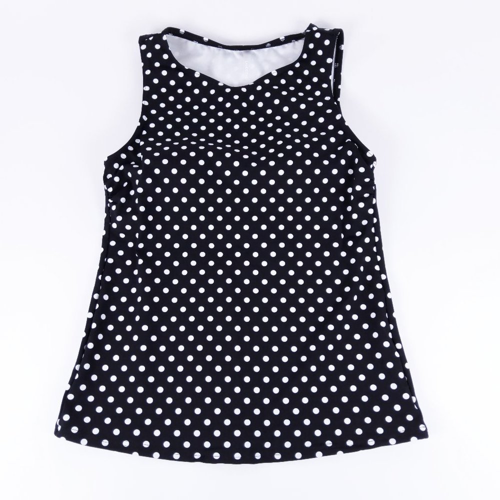 New Lands' End High Neck Tankini Black Dot 479851 Size 4